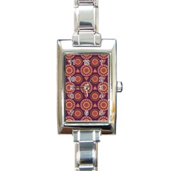 Abstract Seamless Mandala Background Pattern Rectangle Italian Charm Watch by Simbadda