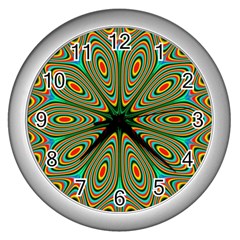 Vibrant Seamless Pattern  Colorful Wall Clocks (Silver) 