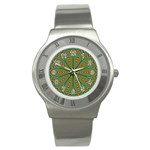 Vibrant Seamless Pattern  Colorful Stainless Steel Watch Front