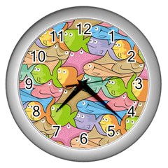 Fishes Cartoon Wall Clocks (silver)  by sifis