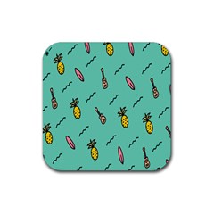 Guitar Pineapple Rubber Coaster (square)  by Alisyart
