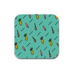 Guitar Pineapple Rubber Square Coaster (4 pack)  Front