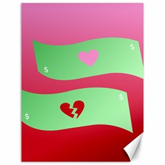 Money Green Pink Red Broken Heart Dollar Sign Canvas 12  X 16  