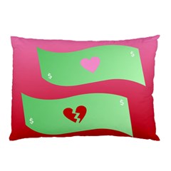 Money Green Pink Red Broken Heart Dollar Sign Pillow Case