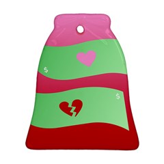 Money Green Pink Red Broken Heart Dollar Sign Bell Ornament (two Sides)