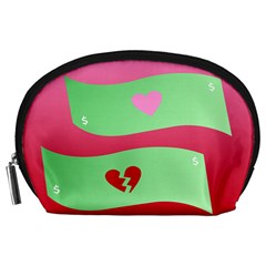 Money Green Pink Red Broken Heart Dollar Sign Accessory Pouches (large) 