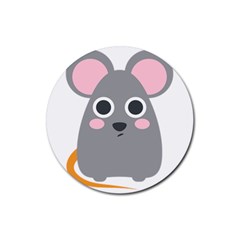 Mouse Grey Face Rubber Round Coaster (4 Pack)  by Alisyart