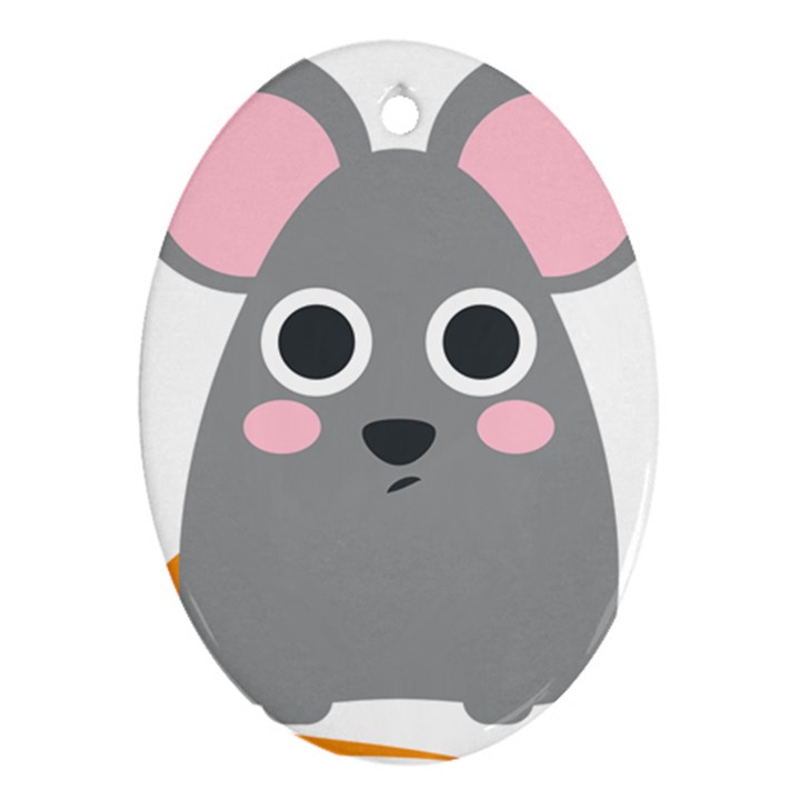 Mouse Grey Face Oval Ornament (Two Sides)