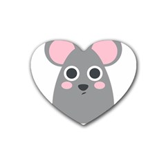 Mouse Grey Face Rubber Coaster (heart) 