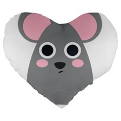 Mouse Grey Face Large 19  Premium Heart Shape Cushions