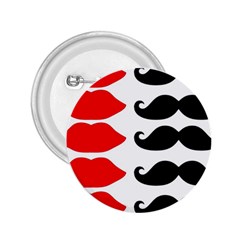 Mustache Black Red Lips 2 25  Buttons