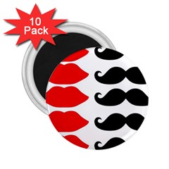 Mustache Black Red Lips 2 25  Magnets (10 Pack)  by Alisyart