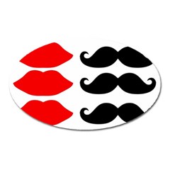 Mustache Black Red Lips Oval Magnet by Alisyart
