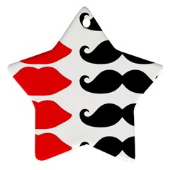 Mustache Black Red Lips Star Ornament (two Sides)