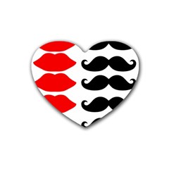 Mustache Black Red Lips Heart Coaster (4 Pack)  by Alisyart