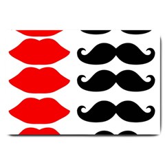 Mustache Black Red Lips Large Doormat  by Alisyart