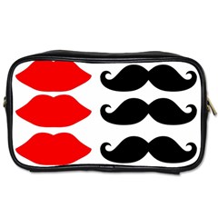 Mustache Black Red Lips Toiletries Bags