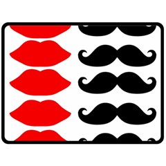 Mustache Black Red Lips Fleece Blanket (large) 