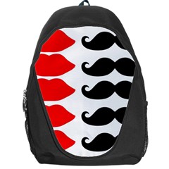 Mustache Black Red Lips Backpack Bag