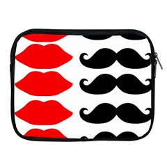 Mustache Black Red Lips Apple Ipad 2/3/4 Zipper Cases