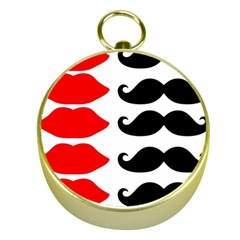 Mustache Black Red Lips Gold Compasses