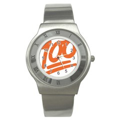 Number 100 Orange Stainless Steel Watch
