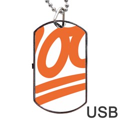 Number 100 Orange Dog Tag Usb Flash (two Sides)