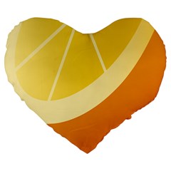 Orange Lime Yellow Fruit Fress Large 19  Premium Flano Heart Shape Cushions by Alisyart