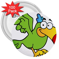 Parrot Cartoon Character Flying 3  Buttons (100 Pack)  by Alisyart