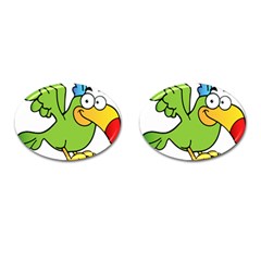 Parrot Cartoon Character Flying Cufflinks (oval)