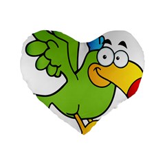 Parrot Cartoon Character Flying Standard 16  Premium Heart Shape Cushions by Alisyart