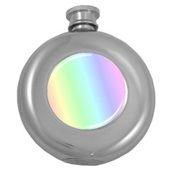 Multi Color Pastel Background Round Hip Flask (5 Oz)