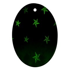 Nautical Star Green Space Light Oval Ornament (two Sides)