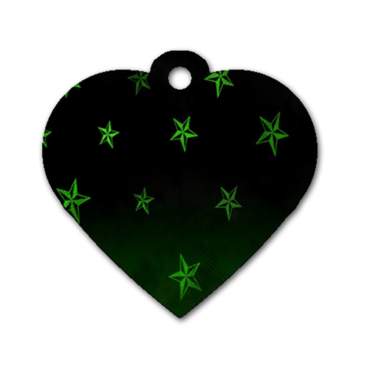 Nautical Star Green Space Light Dog Tag Heart (Two Sides)