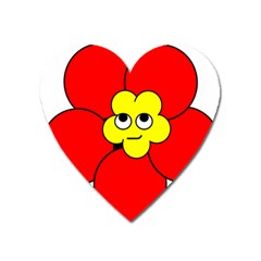 Poppy Smirk Face Flower Red Yellow Heart Magnet by Alisyart