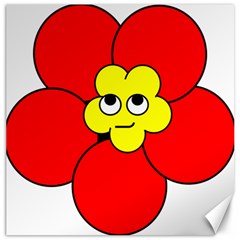 Poppy Smirk Face Flower Red Yellow Canvas 16  X 16  