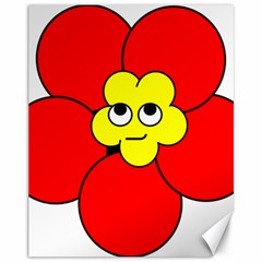 Poppy Smirk Face Flower Red Yellow Canvas 11  X 14  