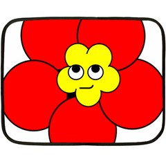 Poppy Smirk Face Flower Red Yellow Double Sided Fleece Blanket (mini) 