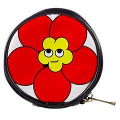 Poppy Smirk Face Flower Red Yellow Mini Makeup Bags by Alisyart