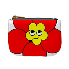 Poppy Smirk Face Flower Red Yellow Mini Coin Purses