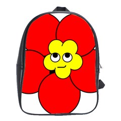 Poppy Smirk Face Flower Red Yellow School Bags(large) 