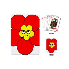 Poppy Smirk Face Flower Red Yellow Playing Cards (mini) 