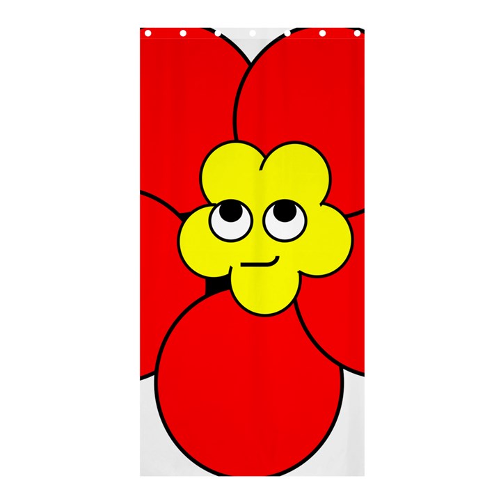 Poppy Smirk Face Flower Red Yellow Shower Curtain 36  x 72  (Stall) 