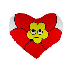 Poppy Smirk Face Flower Red Yellow Standard 16  Premium Heart Shape Cushions by Alisyart