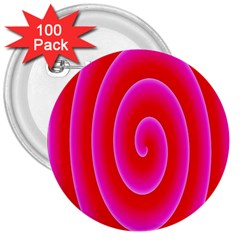 Pink Hypnotic Background 3  Buttons (100 Pack) 