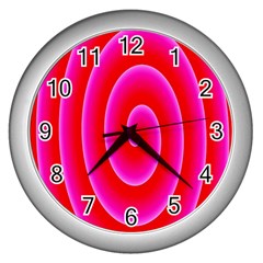 Pink Hypnotic Background Wall Clocks (silver) 