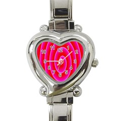 Pink Hypnotic Background Heart Italian Charm Watch by Simbadda