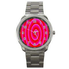 Pink Hypnotic Background Sport Metal Watch by Simbadda