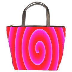 Pink Hypnotic Background Bucket Bags by Simbadda