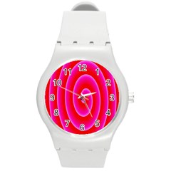 Pink Hypnotic Background Round Plastic Sport Watch (m) by Simbadda